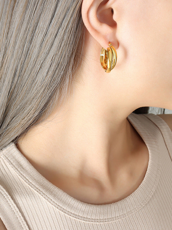 Aretes Huggies - bañados en oro 18k