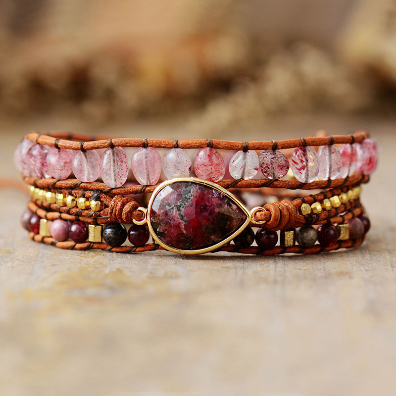 "Pulsera Boho de Cadenas y Piedras Naturales"