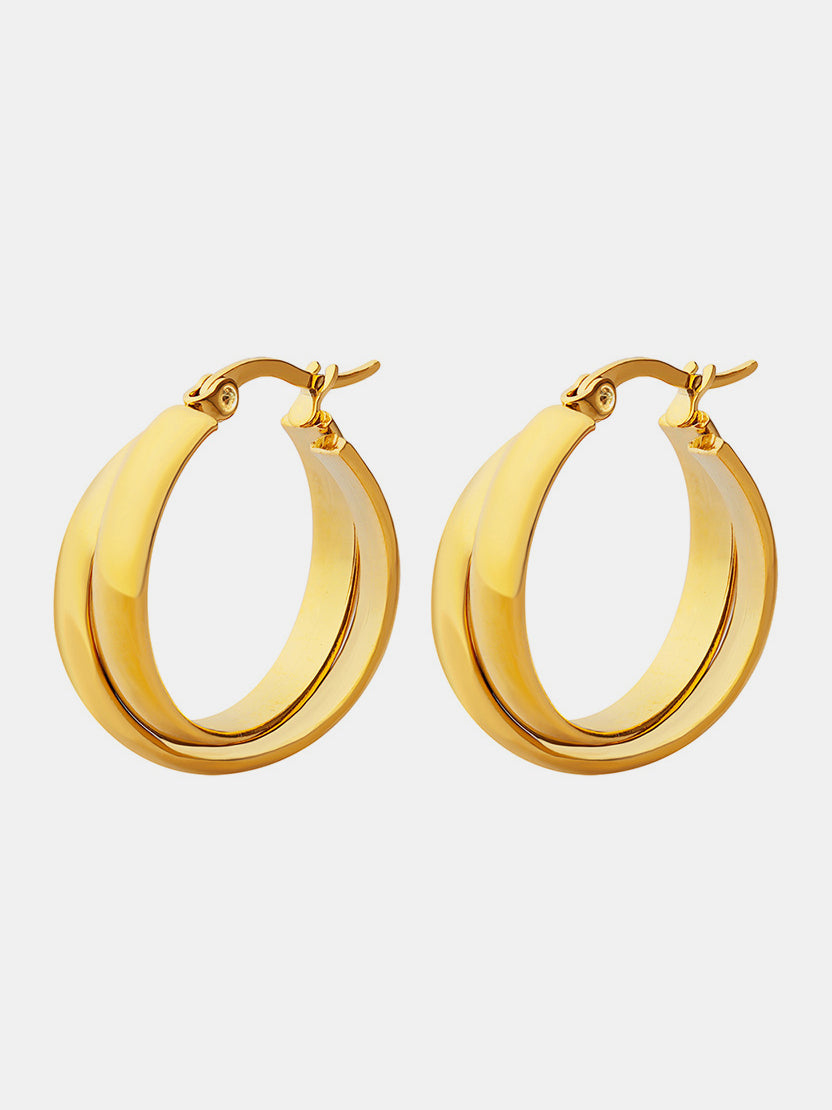 Aretes Huggies - bañados en oro 18k