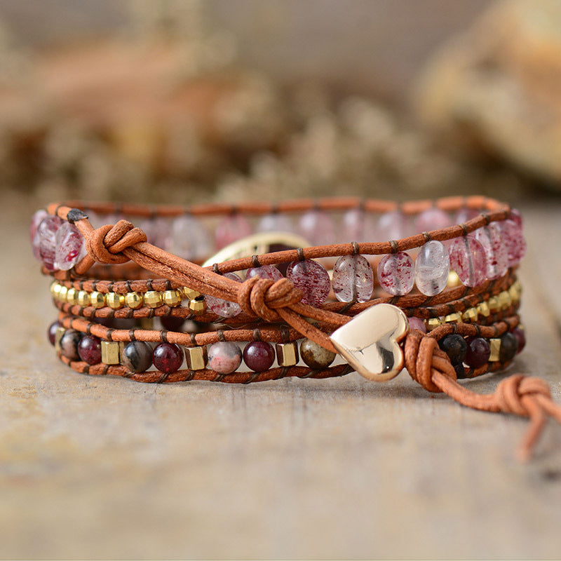 "Pulsera Boho de Cadenas y Piedras Naturales"